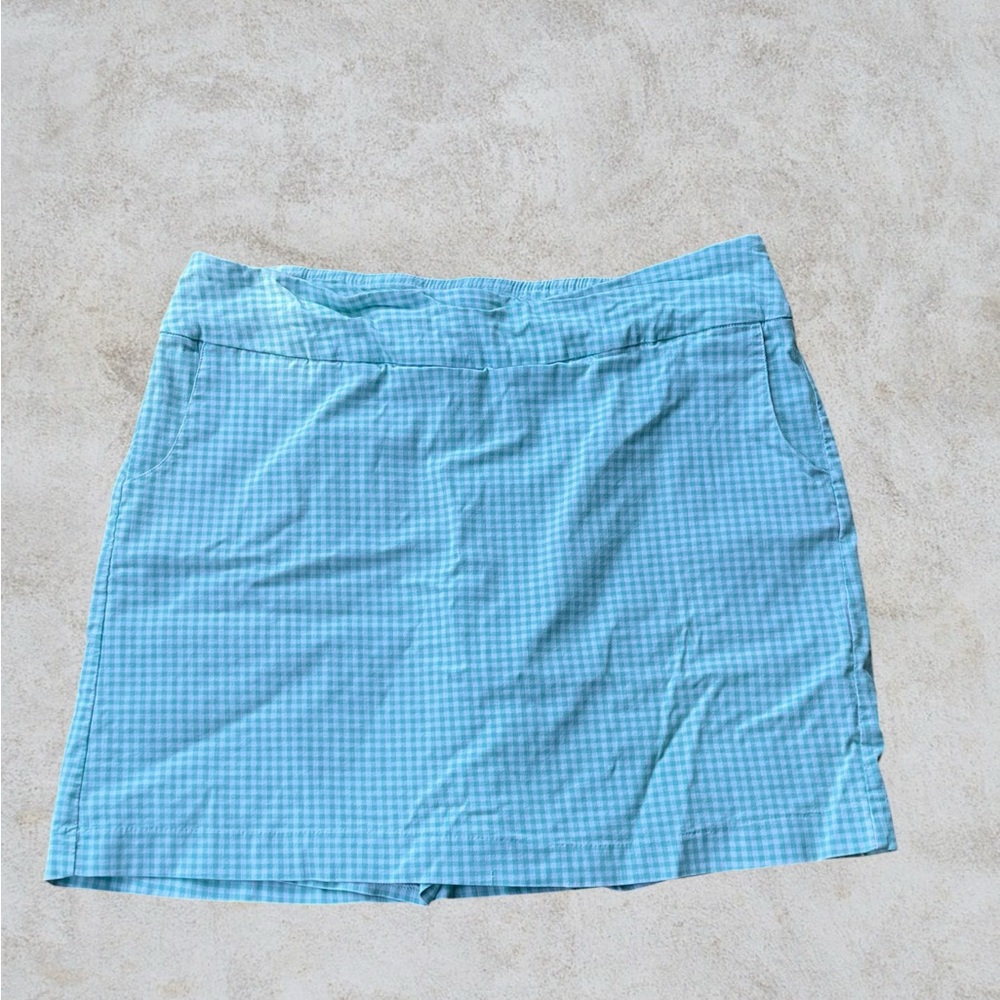 Light green Gingham Women’s Skort with Elastic Waistband